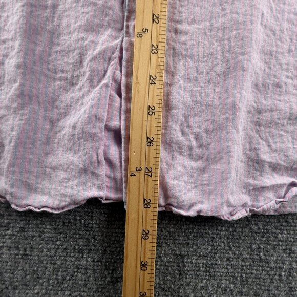 Thomas Pink Large Short Sleeve Striped Linen Pink Button Up Shirt Mens Spread - Picture 4 of 10
